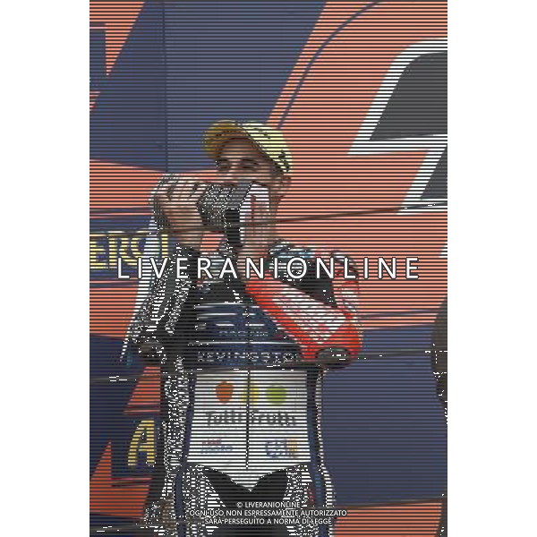 Misano Adriatico ( RN ) 16/09/2012 Gran Premio Aperol di San Marino e della Riviera di Rimini 2012 - Moto3 Premiazione Nella foto: 2âˆž Class. Luis SALOM ( ESP ) su KALEX KTM sul podio PH Lauro Montagnini