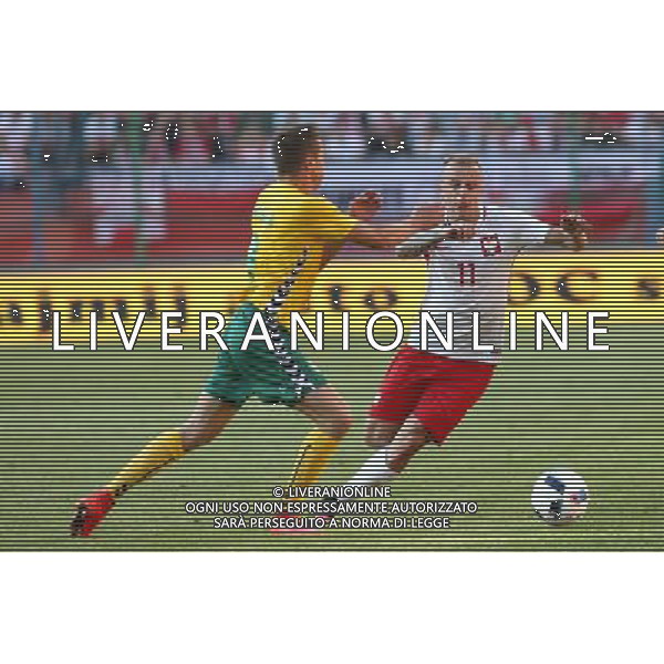 06.06.2016 KRAKOW, REYMONTA PILKA NOZNA (FOOTBALL) MECZ TOWARZYSKI REPREZENTACJI NARODOWYCH (INTERNATIONAL FRIENDLY GAME) TEST MECZ PRZED EURO 2016 MECZ POLSKA - LITWA (GAME POLAND - LITHUANIA NZ (L) EGIDIJUS VAITKUNAS , (P) KAMIL GROSICKI FOTO JAKUB PIASECKI / CYFRASPORT / NEWSPIX.PL --- Newspix.pl AG ALDO LIVERANI SAS ONLY ITALY *** Local Caption *** www.newspix.pl mail us: info@newspix.pl call us: 0048 022 23 22 222 --- Polish Picture Agency by Ringier Axel Springer Poland