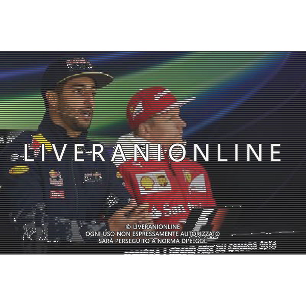 (L to R): Daniel Ricciardo (AUS) Red Bull Racing and Kimi Raikkonen (FIN) Ferrari in the FIA Press Conference. 09.06.2016. Formula 1 World Championship, Rd 7, Canadian Grand Prix, Montreal, Canada, Preparation Day. AG ALDO LIVERANI SAS ONLY ITALY