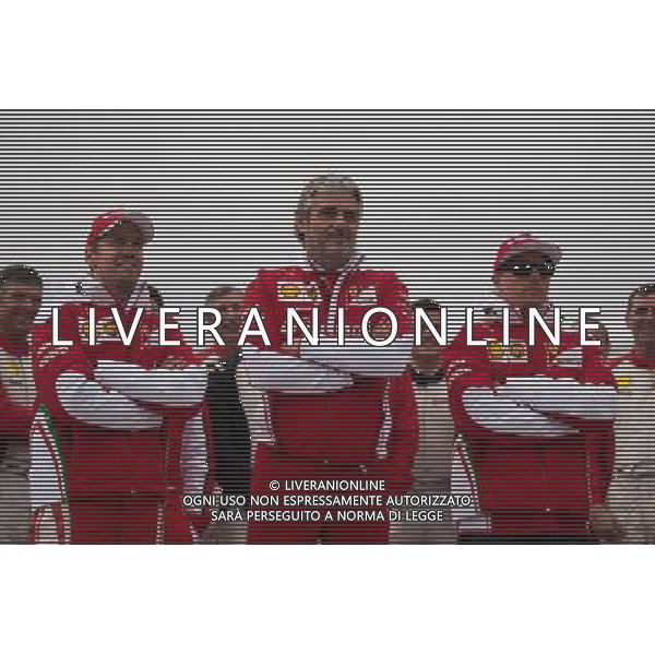 (L to R): Sebastian Vettel (GER) Ferrari with Maurizio Arrivabene (ITA) Ferrari Team Principal and Kimi Raikkonen (FIN) Ferrari. 09.06.2016. Formula 1 World Championship, Rd 7, Canadian Grand Prix, Montreal, Canada, Preparation Day. AG ALDO LIVERANI SAS ONLY ITALY