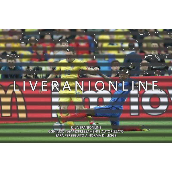SAINT-DENIS 10.06.2016 MECZ I RUNDA GRUPA A MISTRZOSTW EUROPY 2016: FRANCJA - RUMUNIA --- FIRST ROUND GROUP A UEFA EURO 2016 MATCH: FRANCE - ROMANIA ADRIAN POPA PATRICE EVRA FOT. PIOTR KUCZA/NEWSPIX.PL Newspix.pl/ AGENZIA ALDO LIVERANI SAS - ITALY ONLY EDITORIAL USE ONLY - Francia - Romania UEFA Francia EURO 2016 Final Tournament Group Stage A Parigi - 10.06.2016