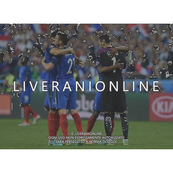 UEFA Francia EURO 2016 Final Tournament Group Stage A Parigi - 10.06.2016 Francia-Romania Nella Foto:lloris koscilny rami e evra festeggiano a fine partita /Ph.Vitez-Ag. Aldo Liverani