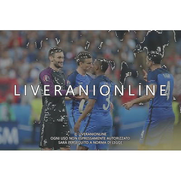 PARYZ 10.06.2016 MECZ I RUNDA GRUPA A MISTRZOSTW EUROPY 2016: FRANCJA - RUMUNIA --- FIRST ROUND GROUP A UEFA EURO 2016 MATCH IN PARIS: FRANCE - ROMANIA HUGO LIORIS PATRICE EVRA - ESULTANZA FINE GARA FOT. PIOTR KUCZA/NEWSPIX.PL Newspix.pl/ AGENZIA ALDO LIVERANI SAS - ITALY ONLY EDITORIAL USE ONLY - Francia - Romania UEFA Francia EURO 2016 Final Tournament Group Stage A Parigi - 10.06.2016