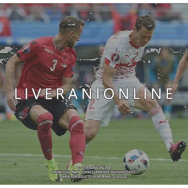 UEFA Francia EURO 2016 Final Tournament Group Stage A Lens - 11.06.2016 Albania-Svizzera Nella Foto:lichtsteiner-lenjani /Ph.Vitez-Ag. Aldo Liverani