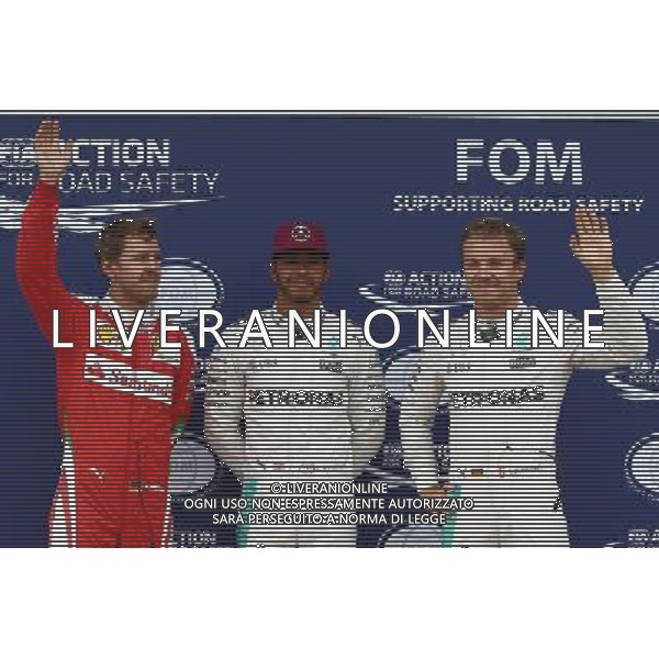 Pole for Lewis Hamilton (GBR) Mercedes AMG F1 W07 , 2nd for Nico Rosberg (GER) Mercedes AMG Petronas F1 W07 and 3rd for Sebastian Vettel (GER) Scuderia Ferrari SF16-H. 11.06.2016. Formula 1 World Championship, Rd 7, Canadian Grand Prix, Montreal, Canada, Qualifying Day. AG ALDO LIVERANI SAS ONLY ITALY