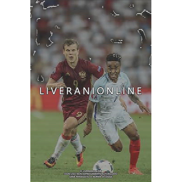 MARSYLIA 2016.06.11 MISTRZOSTWA EUROPY EURO 2016 FRANCJA PILKA NOZNA ANGLIA - ROSJA MECZ NZ ALEKSANDR KOKORIN ROSJA RAHEEM STERLING ANGLIA FOT MICHAL STAWOWIAK / FOKUSMEDIA.COM.PL / NEWSPIX.PL --- Newspix.pl AG ALDO LIVERANI SAS ONLY ITALY EURO 2016 INGHILTERRA RUSSIA