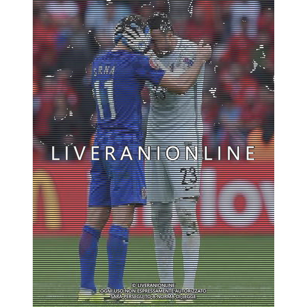 UEFA Francia EURO 2016 Final Tournament Group Stage D Parigi - 12.06.2016 Turchia-Croazia Nella Foto: esultanza di srna e subasic che festeggiano la vittoria a fine partita /Ph.Vitez-Ag. Aldo Liverani