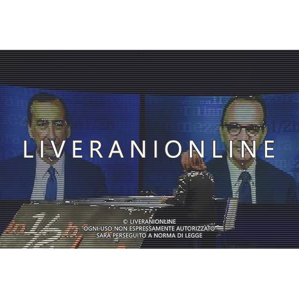 Trrasmissione TV \' In Mezzora \' Roma - 12.06.2016 - Studi Rai Teulada - nella foto: Giuseppe Sala e Stefano Parisi in collegamento da Milano / Ph. Corradetti - AGENZIA ALDO LIVERANI SAS / AGENZIA ALDO LIVERANI SAS