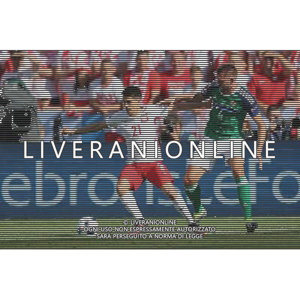 12.06.2016 NICEA, FRANCJA (NICE, FRANCE) PILKA NOZNA (FOOTBALL) UEFA EURO 2016 MISTRZOSTWA EUROPY W PILCE NOZNEJ (UEFA EURO 2016) GRUPA C (GROUP C) MECZ POLSKA - IRLANDIA POLNOCNA (GAME POLAND - NORTHERN IRELAND) NZ BARTOSZ KAPUSTKA, GARETH MCAULEY FOTO LUKASZ GROCHALA/CYFRASPORT / NEWSPIX.PL --- Newspix.pl / AGENZIA ALDO LIVERANI SAS - ITALY ONLY EDITORIAL USE ONLY / AGENZIA ALDO LIVERANI SAS - ITALY ONLY EDITORIAL USE ONLY - Polonia - Irlanda del Nord UEFA Francia EURO 2016 Final Tournament Group Stage C Nizza - 12.06.2016