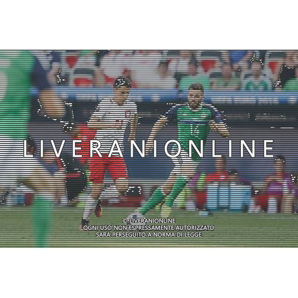 NICEA 2016.06.12 MISTRZOSTWA EUROPY EURO 2016 FRANCJA PILKA NOZNA POLSKA - IRLANDIA POLNOCNA MECZ NZ BARTOSZ KAPUSTKA POLSKA STUART DALLAS IRLANDIA FOT MICHAL STAWOWIAK / FOKUSMEDIA / NEWSPIX.PL --- Newspix.pl / AGENZIA ALDO LIVERANI SAS - ITALY ONLY EDITORIAL USE ONLY - Polonia - Irlanda del Nord UEFA Francia EURO 2016 Final Tournament Group Stage C Nizza - 12.06.2016
