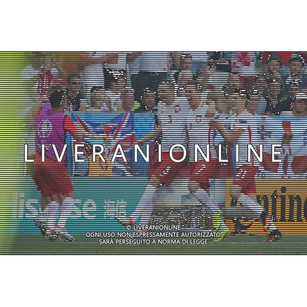 NICEA 12.06.2016 MECZ I RUNDA GRUPA C MISTRZOSTW EUROPY 2016: POLSKA - IRLANDIA POLNOCNA --- FIRST ROUND GROUP C UEFA EURO 2016 MATCH IN NICE: POLAND - NORTHERN IRELAND ARTUR JEDRZEJCZYK ARKADIUSZ MILIK BARTOSZ KAPUSTKA - ESULTANZA DOPO IL GOL FOT. PIOTR KUCZA/NEWSPIX.PL --- Newspix.pl / AGENZIA ALDO LIVERANI SAS - ITALY ONLY EDITORIAL USE ONLY - Polonia - Irlanda del Nord UEFA Francia EURO 2016 Final Tournament Group Stage C Nizza - 12.06.2016