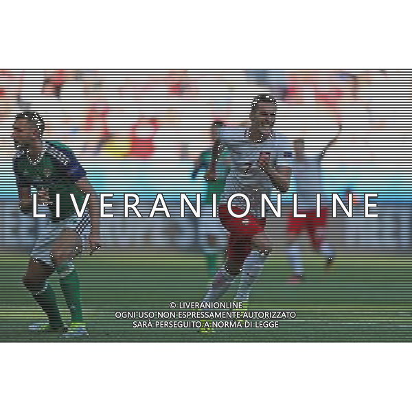12.06.2016 NICEA, FRANCJA (NICE, FRANCE) PILKA NOZNA (FOOTBALL) UEFA EURO 2016 MISTRZOSTWA EUROPY W PILCE NOZNEJ (UEFA EURO 2016) GRUPA C (GROUP C) MECZ POLSKA - IRLANDIA POLNOCNA (GAME POLAND - NORTHERN IRELAND) NZ POLSKA RADOSC, BRAMKA, GOL, ARTUR JEDRZEJCZYK, ARKADIUSZ MILIK - ESULTANZA DOPO IL GOL FOTO LUKASZ GROCHALA/CYFRASPORT / NEWSPIX.PL --- Newspix.pl / AGENZIA ALDO LIVERANI SAS - ITALY ONLY EDITORIAL USE ONLY - Polonia - Irlanda del Nord UEFA Francia EURO 2016 Final Tournament Group Stage C Nizza - 12.06.2016