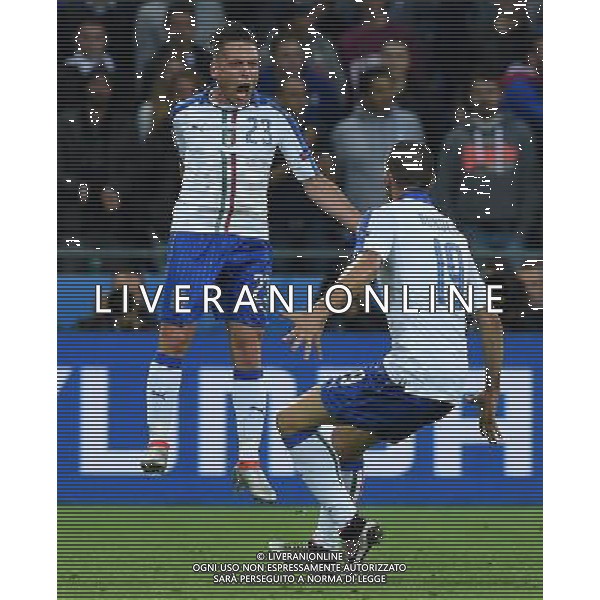 UEFA Francia EURO 2016 Final Tournament Group Stage E Lione - 13.06.2016 Belgio-Italia Nella Foto: esultanza dopo il gol di emanuele giaccherini /Ph.Vitez-Ag. Aldo Liverani