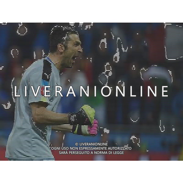 UEFA Francia EURO 2016 Final Tournament Group Stage E Lione - 13.06.2016 Belgio-Italia Nella Foto: gianluigi buffon esulta dopo il gol di giaccherini /Ph.Vitez-Ag. Aldo Liverani