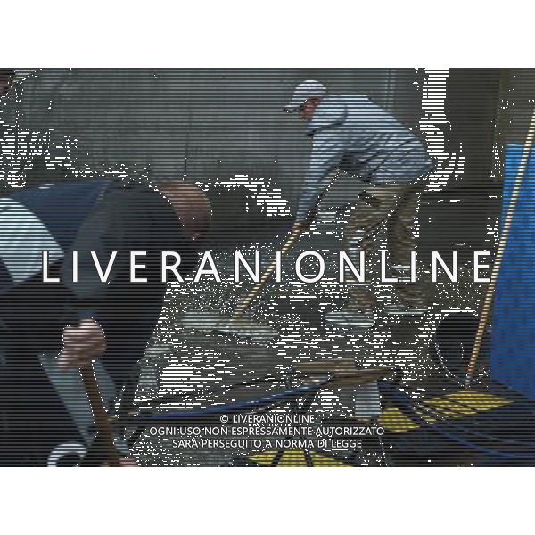 UEFA Francia EURO 2016 Final Tournament Group Stage E Lione - 13.06.2016 Belgio-Italia Nella Foto:steward cercano di ripulire dall\'acqua dopo il nubifragio /Ph.Vitez-Ag. Aldo Liverani