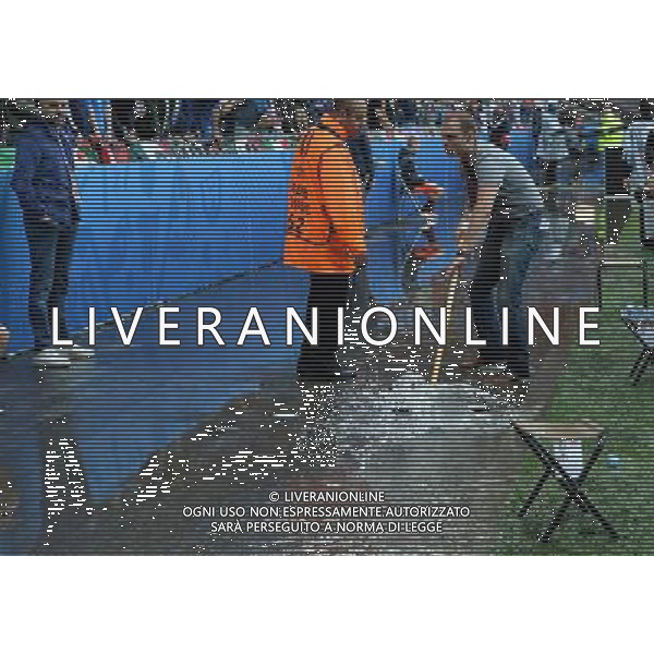 UEFA Francia EURO 2016 Final Tournament Group Stage E Lione - 13.06.2016 Belgio-Italia Nella Foto:steward cercano di ripulire dall\'acqua dopo il nubifragio /Ph.Vitez-Ag. Aldo Liverani