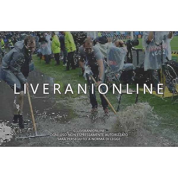 UEFA Francia EURO 2016 Final Tournament Group Stage E Lione - 13.06.2016 Belgio-Italia Nella Foto:steward cercano di ripulire dall\'acqua dopo il nubifragio /Ph.Vitez-Ag. Aldo Liverani