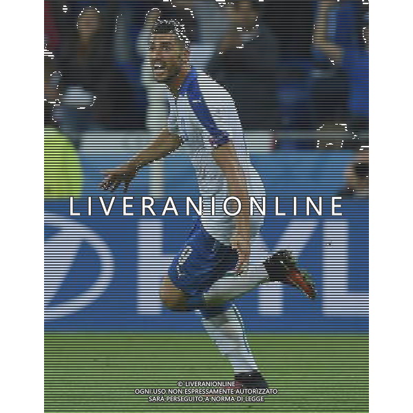 UEFA Francia EURO 2016 Final Tournament Group Stage E Lione - 13.06.2016 Belgio-Italia Nella Foto: esultanza dopo il gol di graziano pelle\' /Ph.Vitez-Ag. Aldo Liverani