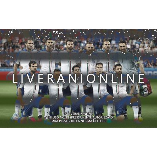 UEFA Francia EURO 2016 Final Tournament Group Stage E Lione - 13.06.2016 Belgio-Italia Nella Foto:Italia Squadra Formazione Buffon,Chiellini,Darmian,Candreva,Pelle\',Barzagli,De Rossi,Eder,Parolo,Bonucci,Giaccherini /Ph.Vitez-Ag. Aldo Liverani