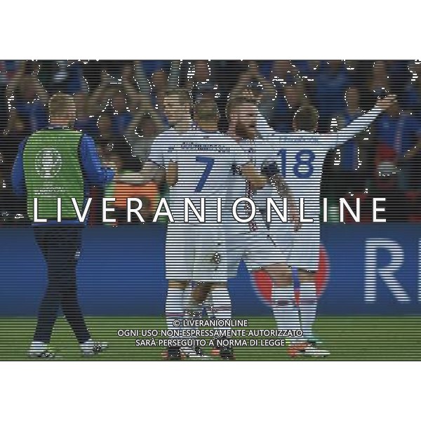 UEFA Francia EURO 2016 Final Tournament Group Stage F Saint-Etienne - 14.06.2016 Portogallo-Islanda Nella Foto:la gioia dei giocatori dell\'islanda /Ph.Vitez-Ag. Aldo Liverani