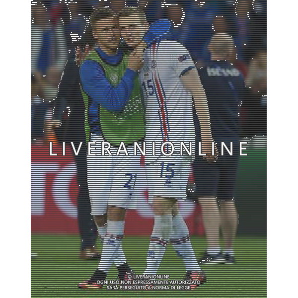 UEFA Francia EURO 2016 Final Tournament Group Stage F Saint-Etienne - 14.06.2016 Portogallo-Islanda Nella Foto:la gioia dei giocatori dell\'islanda bodvarsson-traustason /Ph.Vitez-Ag. Aldo Liverani