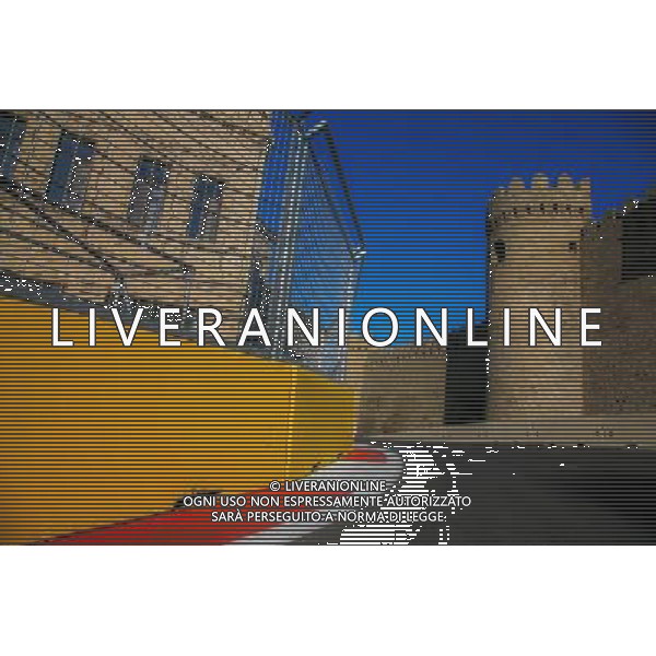 Baku city circuit at turn 11 with the castle. 15.06.2016. Formula 1 World Championship, Rd 8, European Grand Prix, Baku Street Circuit, Azerbaijan, Preparation Day. - AG ALDO LIVERANI SAS ONLY ITALY