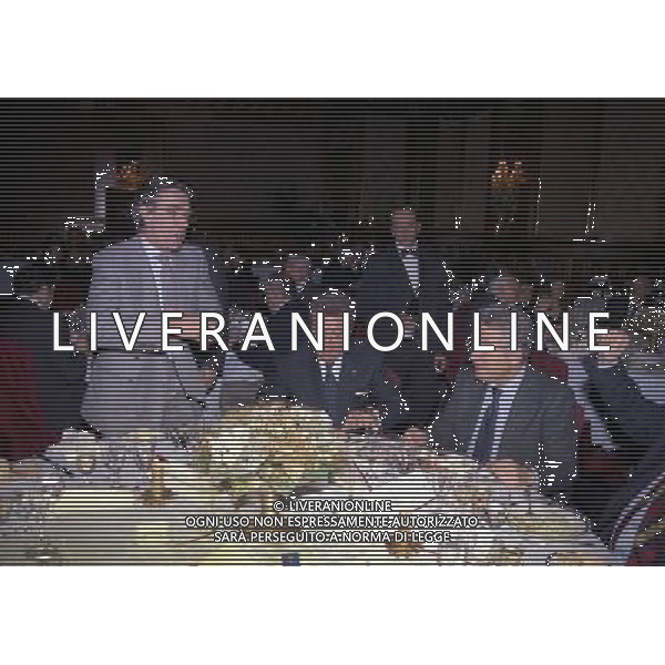 MILANO 17-12-1998 HOTEL PRINCIPE DI SAVOIA FESTA NATALIZIA DELLA LEGA NAZIONALE CALCIO NELLA FOTO MASSIMO MORATTI CON VITTORIO CECCHI GORI E ANTONIO MATTARESE AG ALDO LIVERANI SAS