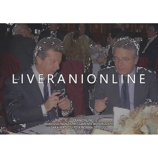 MILANO 17-12-1998 HOTEL PRINCIPE DI SAVOIA FESTA NATALIZIA DELLA LEGA NAZIONALE CALCIO NELLA FOTO ANTONIO MATTARESE CON VITTORIO CECCHI GORI AG ALDO LIVERANI SAS