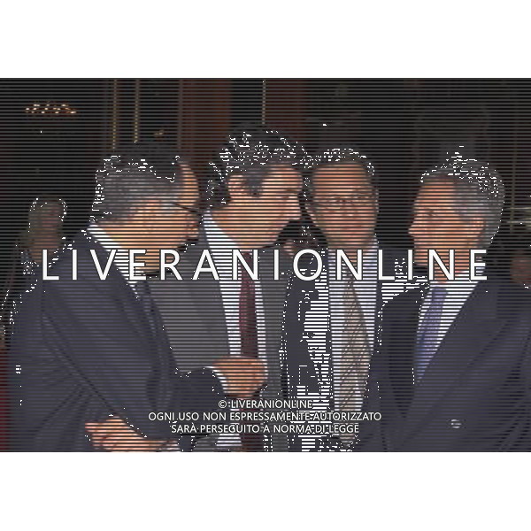 MILANO 17-12-1998 HOTEL PRINCIPE DI SAVOIA FESTA NATALIZIA DELLA LEGA NAZIONALE CALCIO NELLA FOTO FRANCO CARRARO CON DINO ZOFF JULIO VELASCO E SERGIO CRAGNOTTI AG ALDO LIVERANI SAS