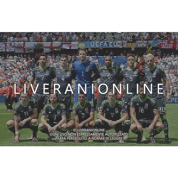 UEFA Francia EURO 2016 Final Tournament Group Stage B Lens - 16.06.2016 Inghilterra-Galles Nella Foto:Galles Squadra Formazione Hennessey,Gunter,Taylor,Davies,Chester,Williams,Allen,Robson-Kanu,Ramsey,Bale,Ledley /Ph.Vitez-Ag. Aldo Liverani