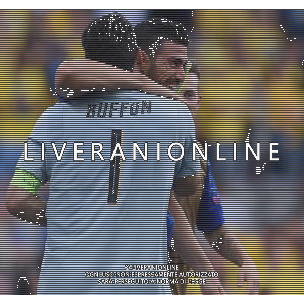 UEFA Francia EURO 2016 Final Tournament Group Stage E Tolosa - 17.06.2016 Italia-Svezia Nella Foto: esultanza dei giocatori dell\'italia che festeggiano a fine gara - gianluigi buffon con pelle\' graziano /Ph.Vitez-Ag. Aldo Liverani