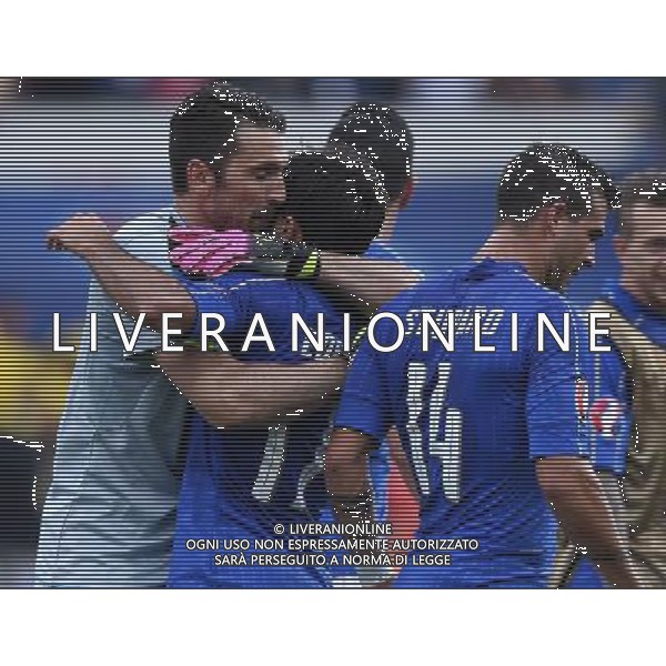 UEFA Francia EURO 2016 Final Tournament Group Stage E Tolosa - 17.06.2016 Italia-Svezia Nella Foto: esultanza dei giocatori dell\'italia che festeggiano a fine gara - gianluigi buffon con eder /Ph.Vitez-Ag. Aldo Liverani