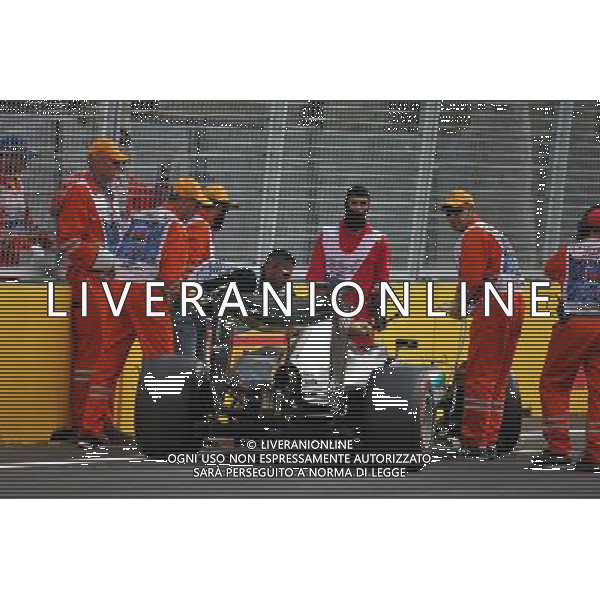 Lewis Hamilton (GBR) Mercedes AMG F1 W07 Hybrid crashed out of qualifying. 18.06.2016. Formula 1 World Championship, Rd 8, European Grand Prix, Baku Street Circuit, Azerbaijan, Qualifying Day. AG ALDO LIVERANI SAS ONLY ITALY