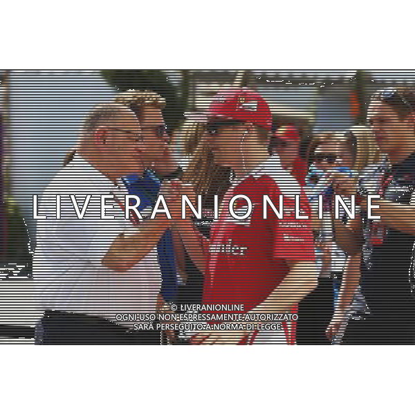 (L to R): Pat Behar (FRA) FIA with Kimi Raikkonen (FIN) Ferrari on the drivers parade. 19.06.2016. Formula 1 World Championship, Rd 8, European Grand Prix, Baku Street Circuit, Azerbaijan, Race Day. AG ALDO LIVERANI SAS ONLY ITALY