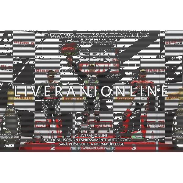 Campionato Mondiale Superbike, Pirelli Riviera di Rimini, Round 8, Misano 19/06/2016, nella foto: JONATHAN REA, TOM SYKES, DAVIDE GIUGLIANO, SUL PODIO, Â©C.ZAMAGNI/AGENZIA ALDO LIVERANI S.A.S/ AGENZIA ALDO LIVERANI SAS