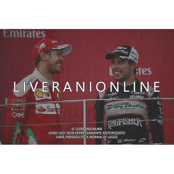 Sebastian Vettel (GER) Scuderia Ferrari SF16-H and Sergio Perez (MEX) Force India F1 VJM09. 19.06.2016. Formula 1 World Championship, Rd 8, European Grand Prix, Baku Street Circuit, Azerbaijan, Race Day. AG ALDO LIVERANI SAS ONLY ITALY