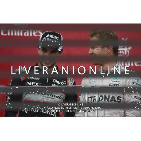 Sergio Perez (MEX) Force India F1 VJM09 and Nico Rosberg (GER) Mercedes AMG Petronas F1 W07. 19.06.2016. Formula 1 World Championship, Rd 8, European Grand Prix, Baku Street Circuit, Azerbaijan, Race Day. AG ALDO LIVERANI SAS ONLY ITALY
