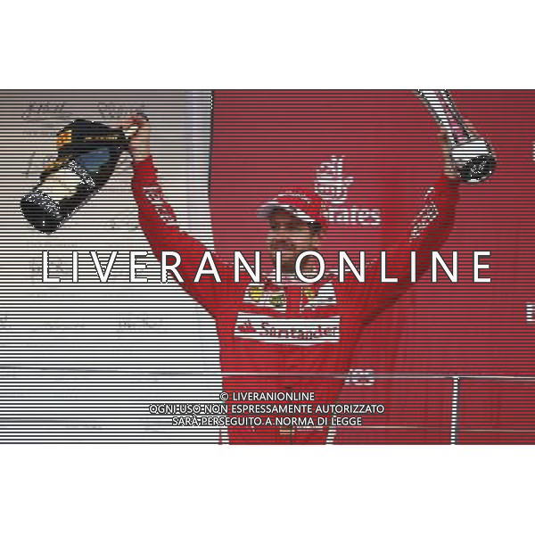 Sebastian Vettel (GER) Ferrari celebrates his second position on the podium. 19.06.2016. Formula 1 World Championship, Rd 8, European Grand Prix, Baku Street Circuit, Azerbaijan, Race Day. AG ALDO LIVERANI SAS ONLY ITALY