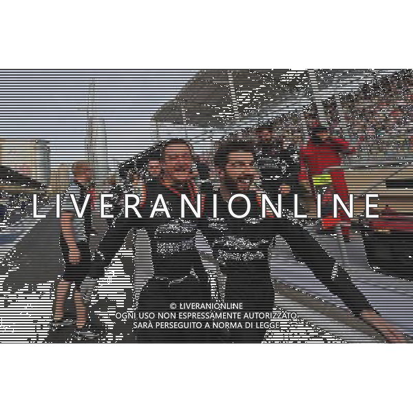 The Sahara Force India F1 Team celebrate third position for Sergio Perez (MEX) Sahara Force India F1 at the end of the race. 19.06.2016. Formula 1 World Championship, Rd 8, European Grand Prix, Baku Street Circuit, Azerbaijan, Race Day. AG ALDO LIVERANI SAS ONLY ITALY