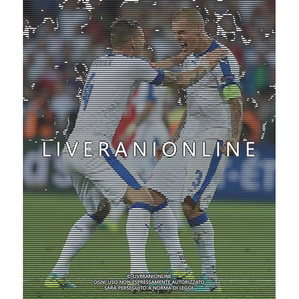 UEFA Francia EURO 2016 Final Tournament Group Stage B Saint-Etienne - 20.06.2016 Slovacchia-Inghilterra Nella Foto:skrtel e durica festeggiano /Ph.Vitez-Ag. Aldo Liverani