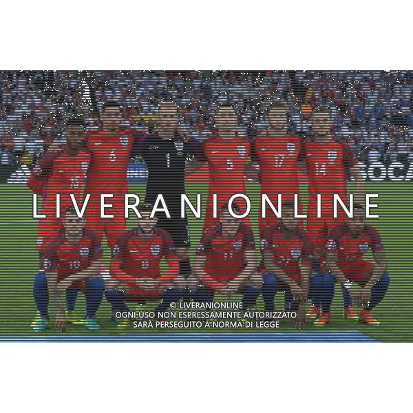 UEFA Francia EURO 2016 Final Tournament Group Stage B Saint-Etienne - 20.06.2016 Slovacchia-Inghilterra Nella Foto:Inghilterra Squadra Formazione Hart,Cahill,Smalling,Lallana,Vardy,Clyne,Henderson,Sturridge,Dier,Wilshere,Bertrand /Ph.Vitez-Ag. Aldo Liverani