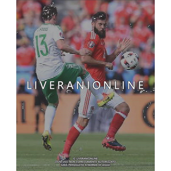 UEFA Francia EURO 2016 Final Tournament Roud of 16 Parigi - 25.06.2016 Galles-Irlanda del Nord Nella Foto:evans c-ledley /Ph.Vitez-Ag. Aldo Liverani