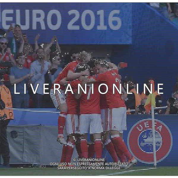 UEFA Francia EURO 2016 Final Tournament Roud of 16 Parigi - 25.06.2016 Galles-Irlanda del Nord Nella Foto:esultanza dei giocatori del galles /Ph.Vitez-Ag. Aldo Liverani