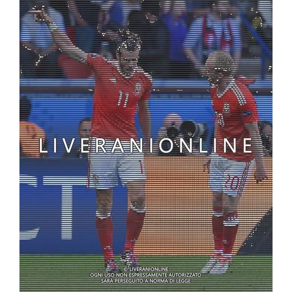 UEFA Francia EURO 2016 Final Tournament Roud of 16 Parigi - 25.06.2016 Galles-Irlanda del Nord Nella Foto:esultanza di bale e williams j /Ph.Vitez-Ag. Aldo Liverani