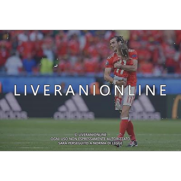 UEFA Francia EURO 2016 Final Tournament Roud of 16 Parigi - 25.06.2016 Galles-Irlanda del Nord Nella Foto:bale festeggia con la figlia /Ph.Vitez-Ag. Aldo Liverani