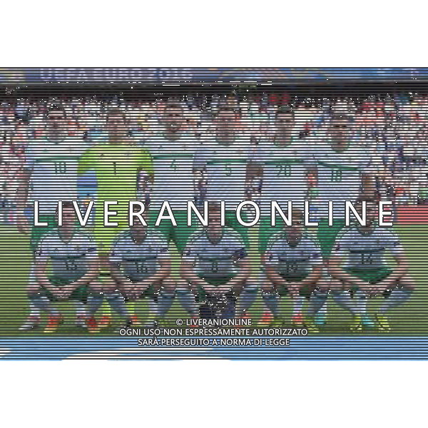 UEFA Francia EURO 2016 Final Tournament Roud of 16 Parigi - 25.06.2016 Galles-Irlanda del Nord Nella Foto:Irlanda del Nord Squadra Formazione McGovern,McAuley,Evans J,Davis,Lafferty,Evans C,Dallas,Norwood,Hughes,Ward,Cathcart /Ph.Vitez-Ag. Aldo Liverani