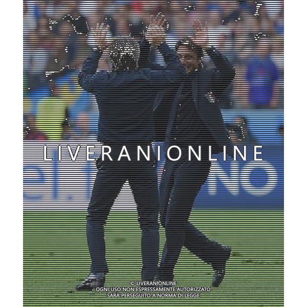 UEFA Francia EURO 2016 Final Tournament Round of 16 Parigi Saint-Denis - 27.06.2016 Italia-Spagna Nella Foto: antonio conte esulta a fine partita per la vittoria con gabriele oriali /Ph.Vitez-Ag. Aldo Liverani
