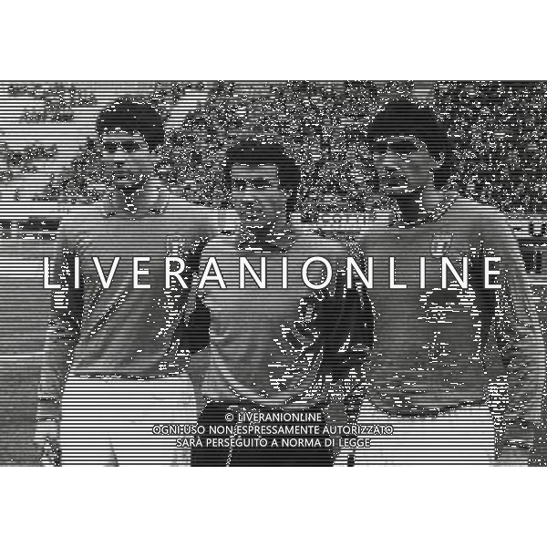 RETROSPETTIVA FRANCO TANCREDI CALCIATORE NELLA FOTO FRANCO TANCREDI CON UBALDO RIGHETTI E DARIO BONETTI AG ALDO LIVERANI SAS
