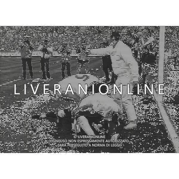 RETROSPETTIVA FRANCO TANCREDI CALCIATORE NELLA FOTO FRANCO TANCREDI NELLA PARTITA MILAN ROMA DEL 13-12-1987 COLPITO ALLA TESTA DA UNA BOTTIGLIETTA AG ALDO LIVERANI SAS