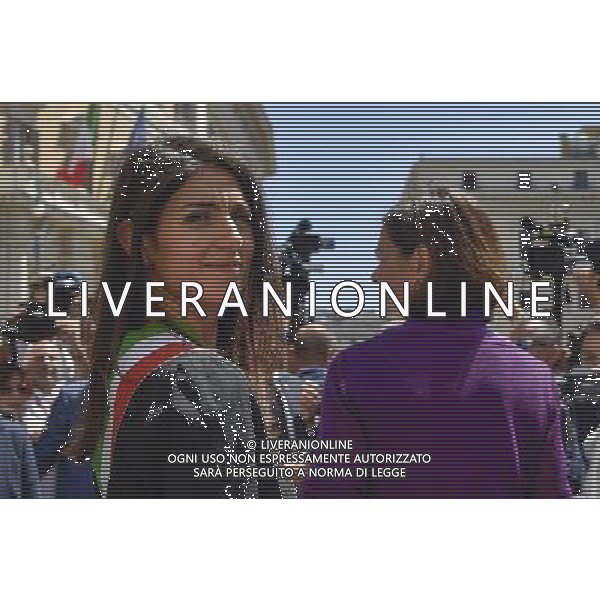 Presentazione della campagna di sensibilizzazione contro la violenza sulle donne \'... questo non Ã¨ amore\' - Roma 01.07.2016 - Piazza Montecitorio - nella foto: Virginia Raggi / Ph.Corradetti - AG ALDO LIVERANI SAS/ AGENZIA ALDO LIVERANI SAS Presentazione della campagna di sensibilizzazione contro la violenza sulle donne \' .... questo non e\' amore\' - Roma 01.07.2016